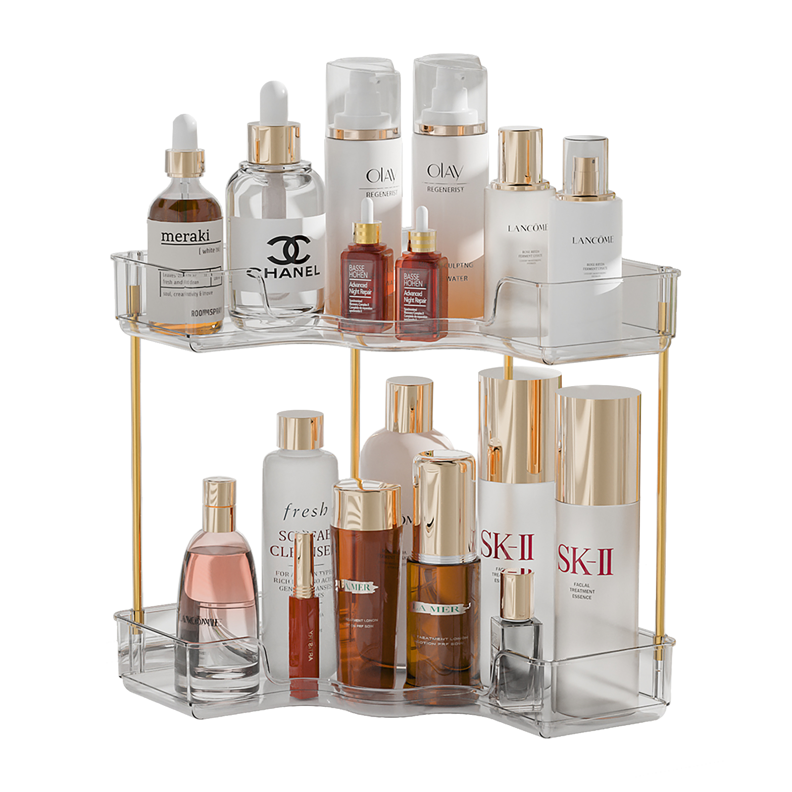 2 Tier Metal Black Bathroom Countertop Vanity Organizer, Cosmetic Storage, Perfume Holder Rack ...