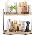 thumbnail image 1 of JDNRXO 2-Tier Corner Bathroom Counter Organizer with Embedded Screw Holes, Secure & Stable Wood Vanity Shelf for Makeup and Skincare Essentials - Space Saving Bathroom Organization Storage, 1 of 7