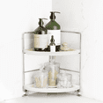 thumbnail image 1 of 2-Tier Corner Bathroom Countertop Organizer,Vanity Makeup Skincare Cosmetics Shelf or Kitchen Spice Rack (Silver), 1 of 10