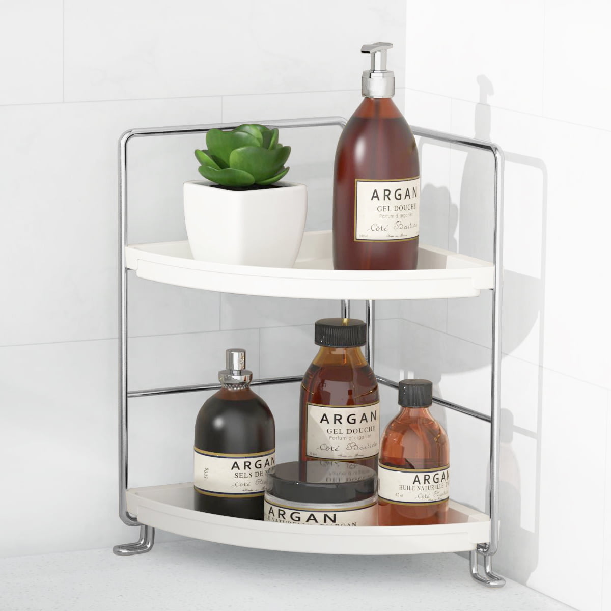 KINGBERWI 2-Tier Bathroom Countertop Organizer Cosmetic Storage Shelf  Kitchen Spice Rack Black