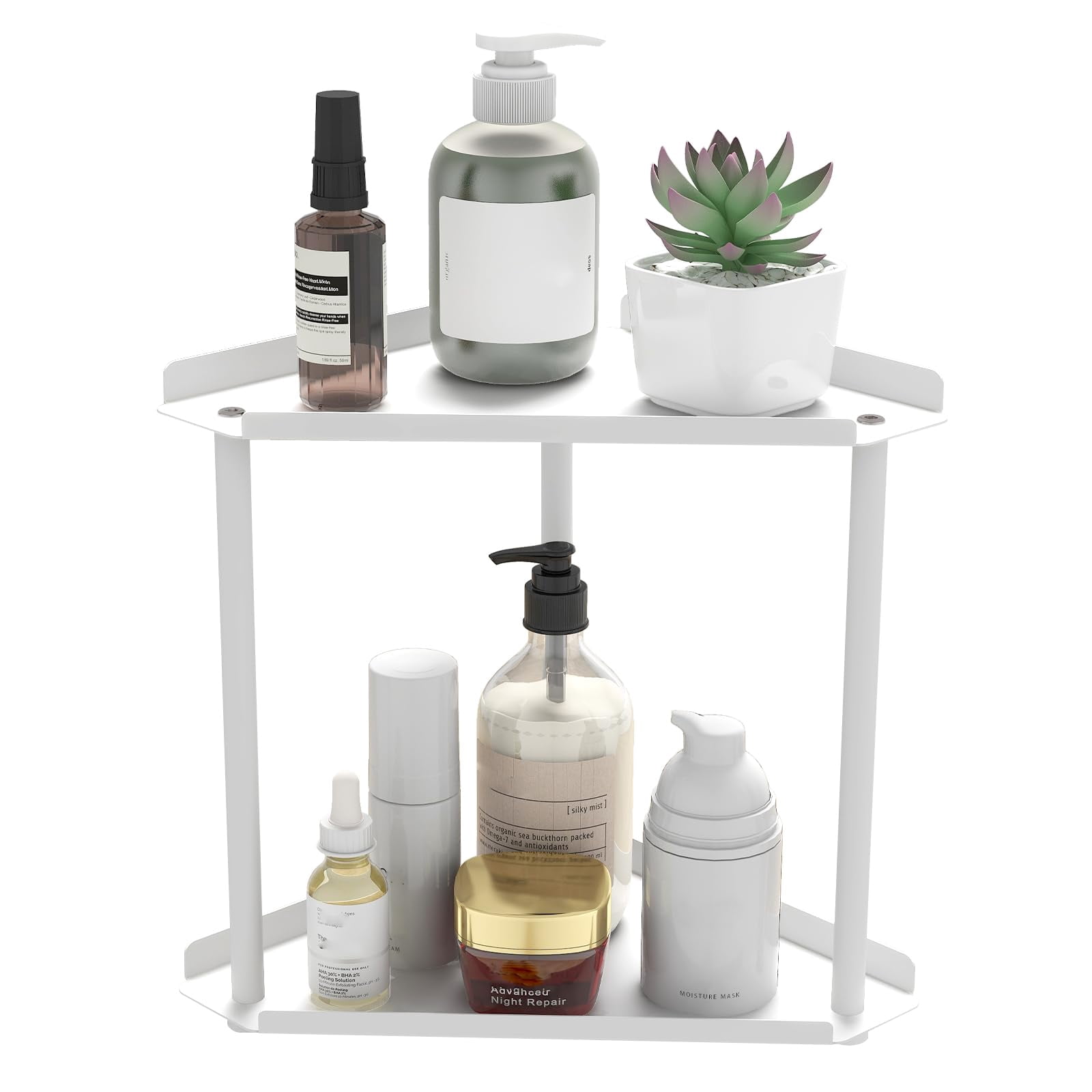 2 Tier Corner Bathroom Organizer Shelf, Vanity Storage Rack for ...