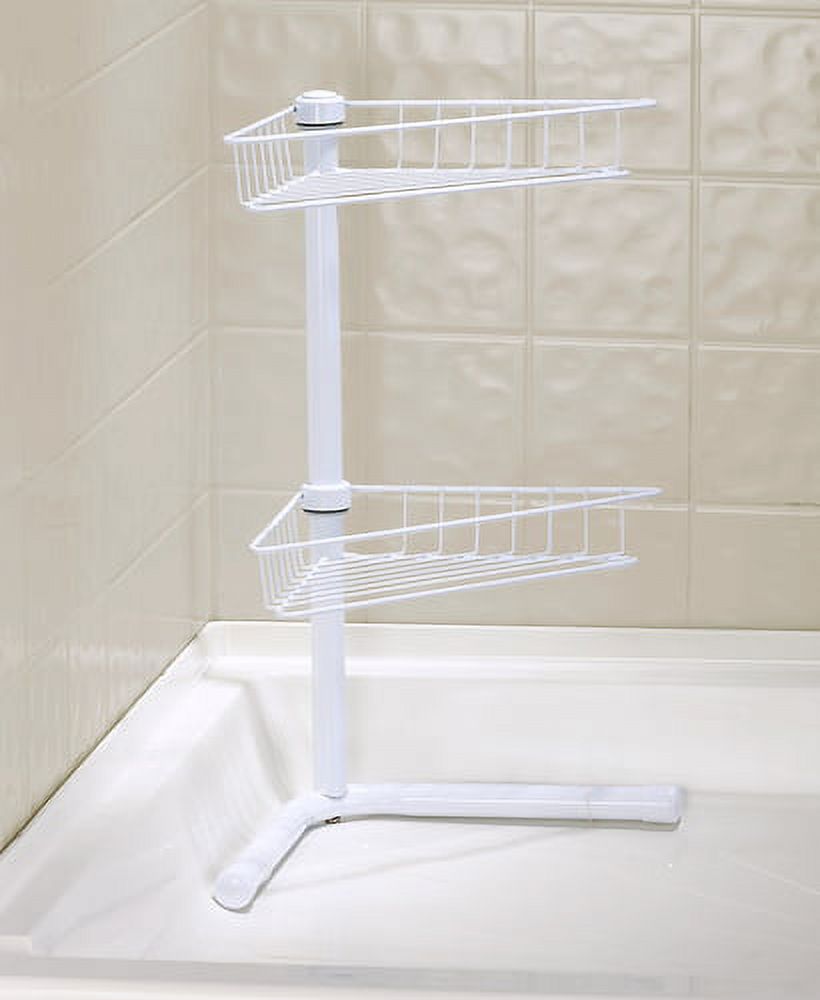 2Tier Corner Bathroom Storage ShelfWhite
