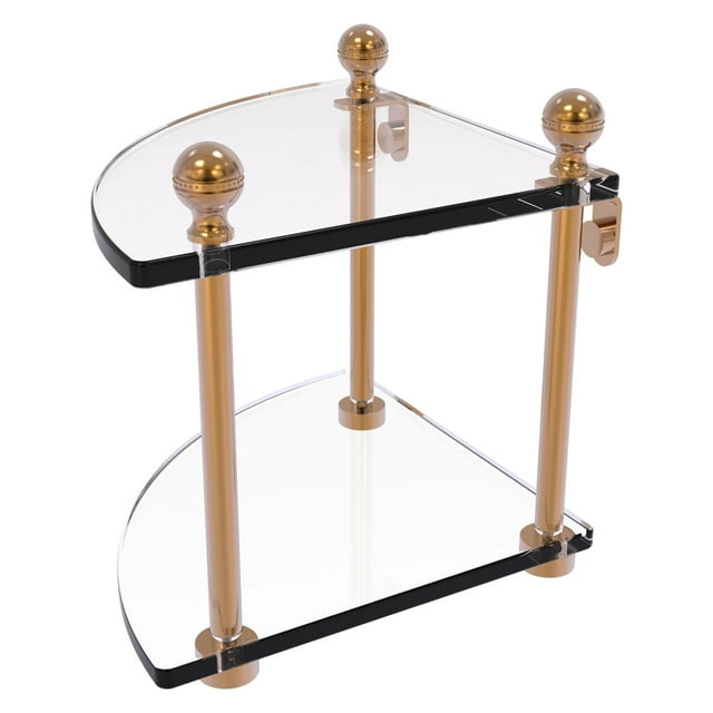 2 Tier Corner Glass Shelf - Brushed Bronze