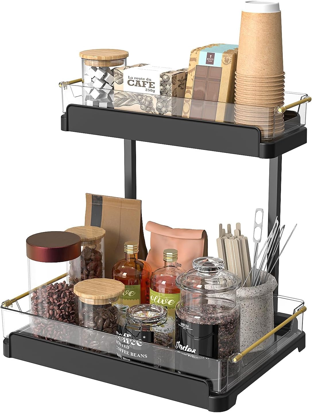 2 Tier Countertop Coffee Station Organizer,Countertop Shelf Organizers ...