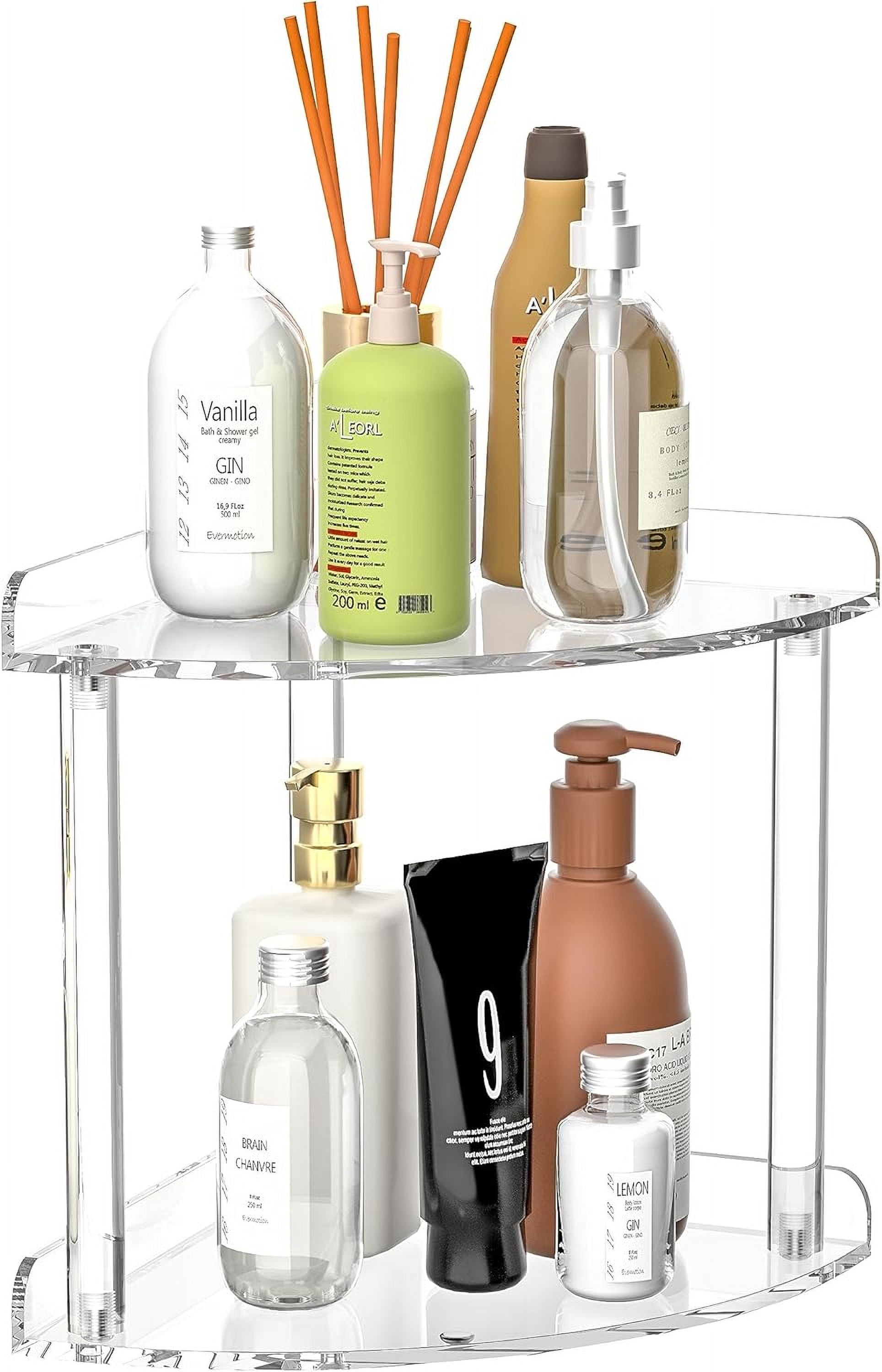 2 Tier Countertop Corner Organizer Shelf 7x7x8 Inch, Acrylic Bathroom ...