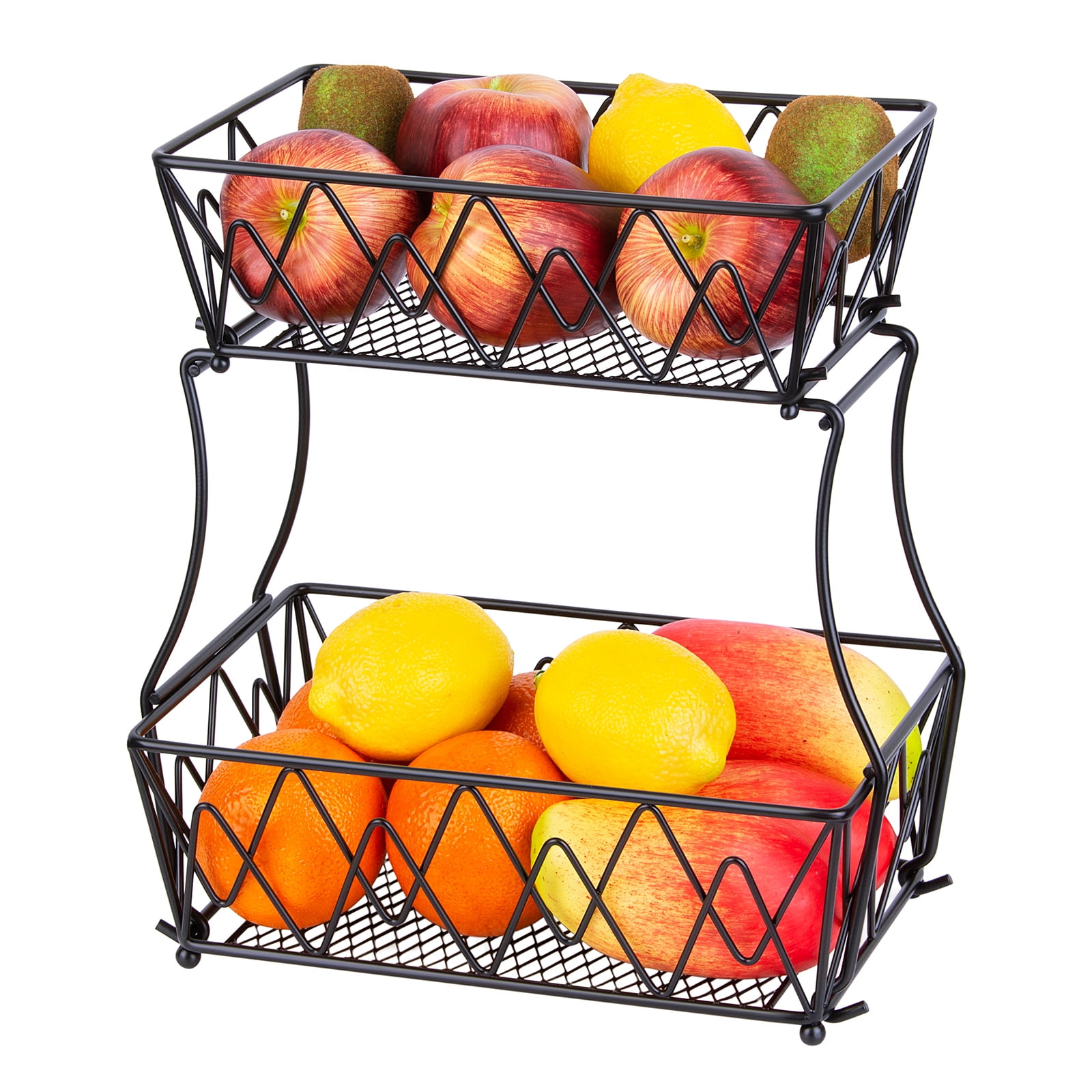 2 Tier Countertop Fruit Basket, Fruit Vegetable Storage Basket for
