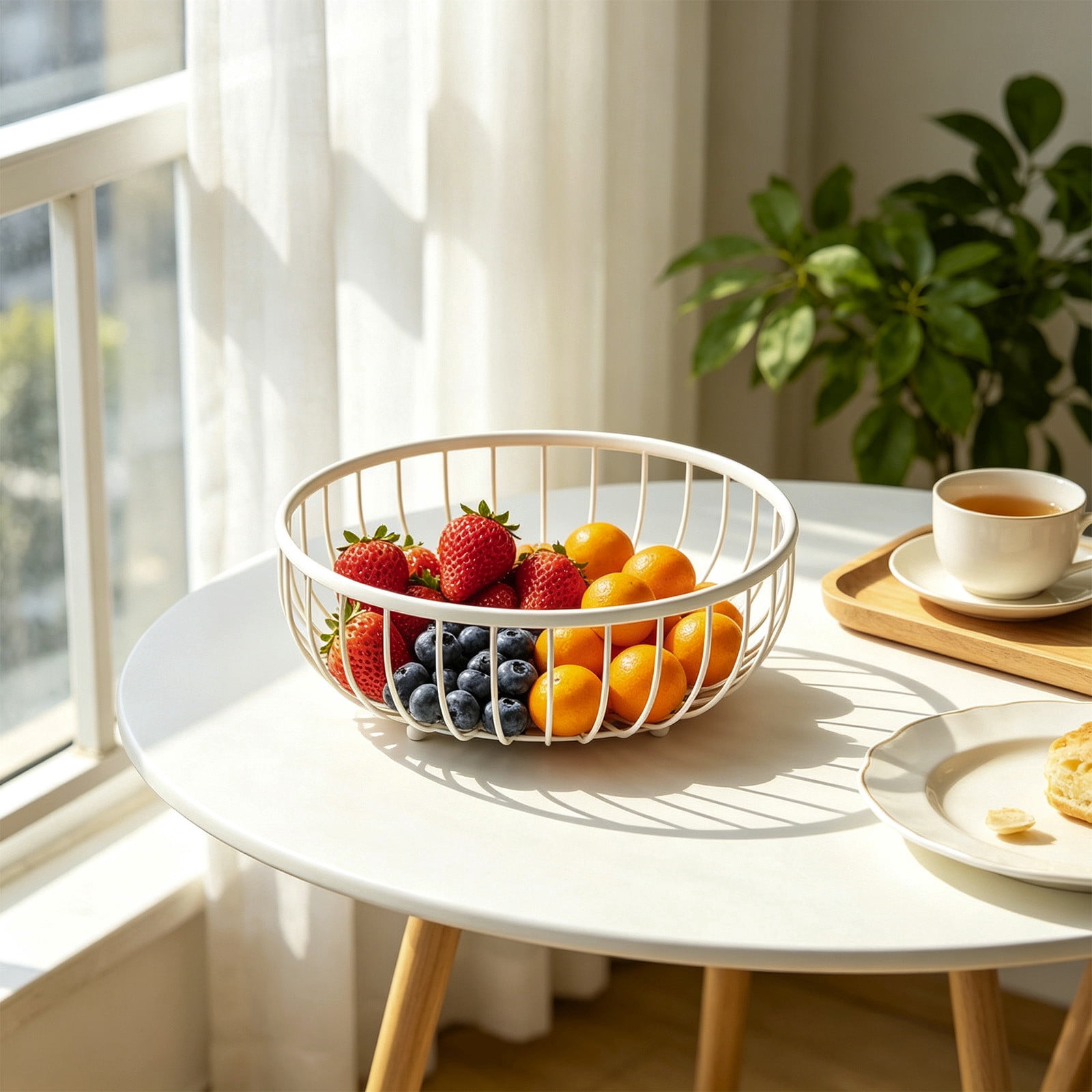 2 Tier Countertop Fruit Basket Stand Metal, Sturdy Rust Proof Snack ...