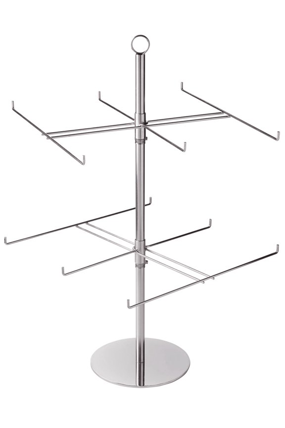 2-Tier Countertop Spinning Display for Jewelry - Peg Spinner Display Rack with Sign Holder - Elegant Jewelry Spinner Display for Retail and Home Use-26" Dia. x 25" H