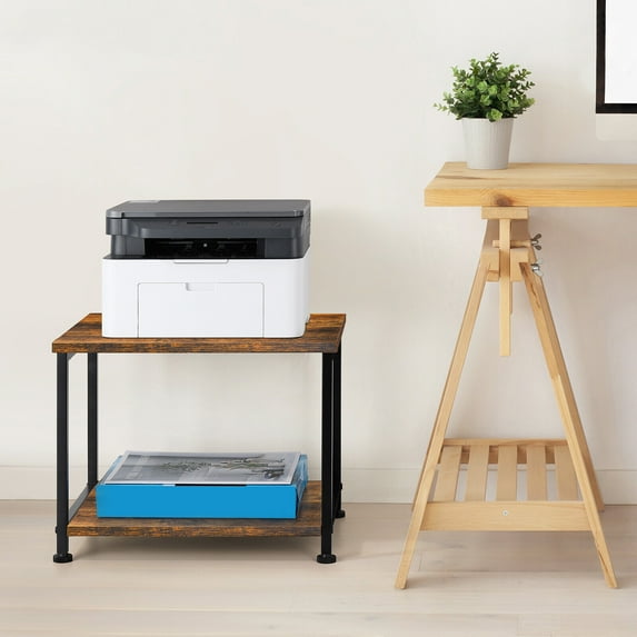 2 Tier Desk Fax Stand Printer Cart for Storage Mobile Printer Riser Home Office