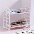 thumbnail image 1 of 2-Tier Desk Organizer, Foldable Plastic Storage Shelf for Bathroom Countertop, Makeup and Jewelry Organizer, Space Saving Office Desktop Shelf for Cosmetics, Stationery, and Kitchen Supplies, 1 of 7