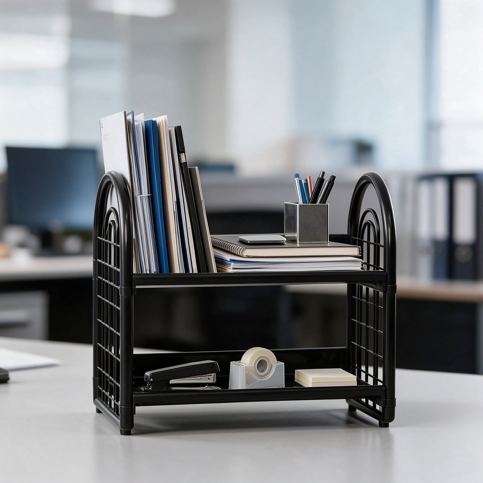 Kitchen Recipe Layout 2 Tier Desktop Organizer Shelf Plastic Storage Rack, Ample Space Anti ...