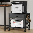thumbnail image 1 of EasyCom 2-Tier Desktop Printer Stand with Large Drawer, Under Desk Printer Table with Wheels, Small Printer Shelf with Storage for Paper Storage Printer Scanner Fax Home Office Use Black, 1 of 9