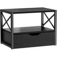 thumbnail image 1 of 2 Tier Desktop Printer Stand,Multi-Purpose Desk Organizer,Wooden Printer Stand with Drawer Storage for Folders,Books,for Fax Machine, Scanner,Home Office,Black TLJ006B, 1 of 7