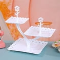 thumbnail image 1 of 2-Tier Dessert Stand 12.2x9.84x9.84in, White Plastic Serving Tray for Cakes Fruits Snacks, Wedding Party Display Platter, Easy Assembly Tiered Cake Stand for Candy Display, Lightweight, 1 of 6