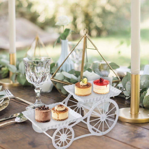 2 Tier Dessert Stand Cake Display Rack Fruit Snack Holder Party Wedding Cupcake Tower Stand Plastic Serving Tray for Home Kitchen Cafe Buffet Dessert Decoration Organizer