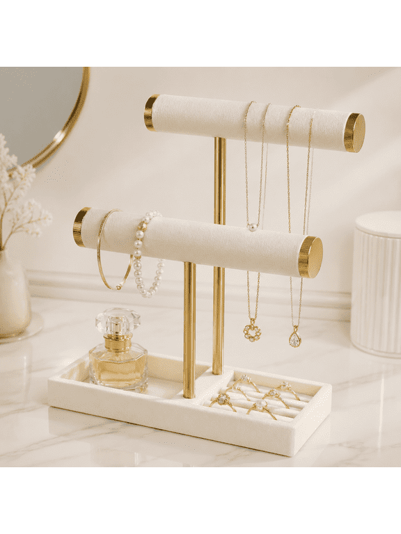 2 Tier Detachable Velvet Bracelet Holder Display, Jewelry Stand Jewelry Organizer for Bracelet Necklace Earring Ring, Necklace Holder, Hanging Jewelry Organizer, Joyeros Organizador de Mujer