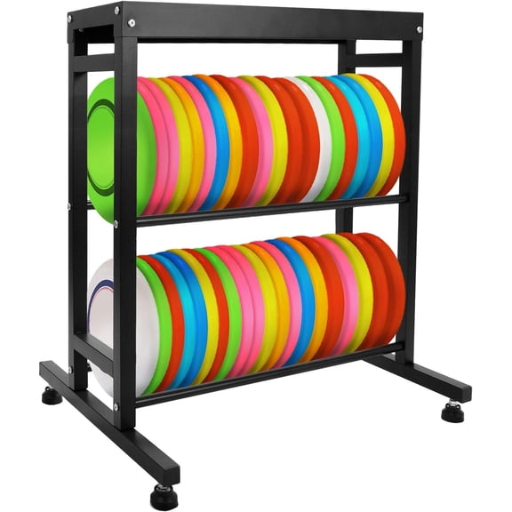 2-Tier Disc Golf Storage Rack,Metal Discs Golf Rack,Space-Saving Disc Station for Disc Golf Storage Shelf-Black