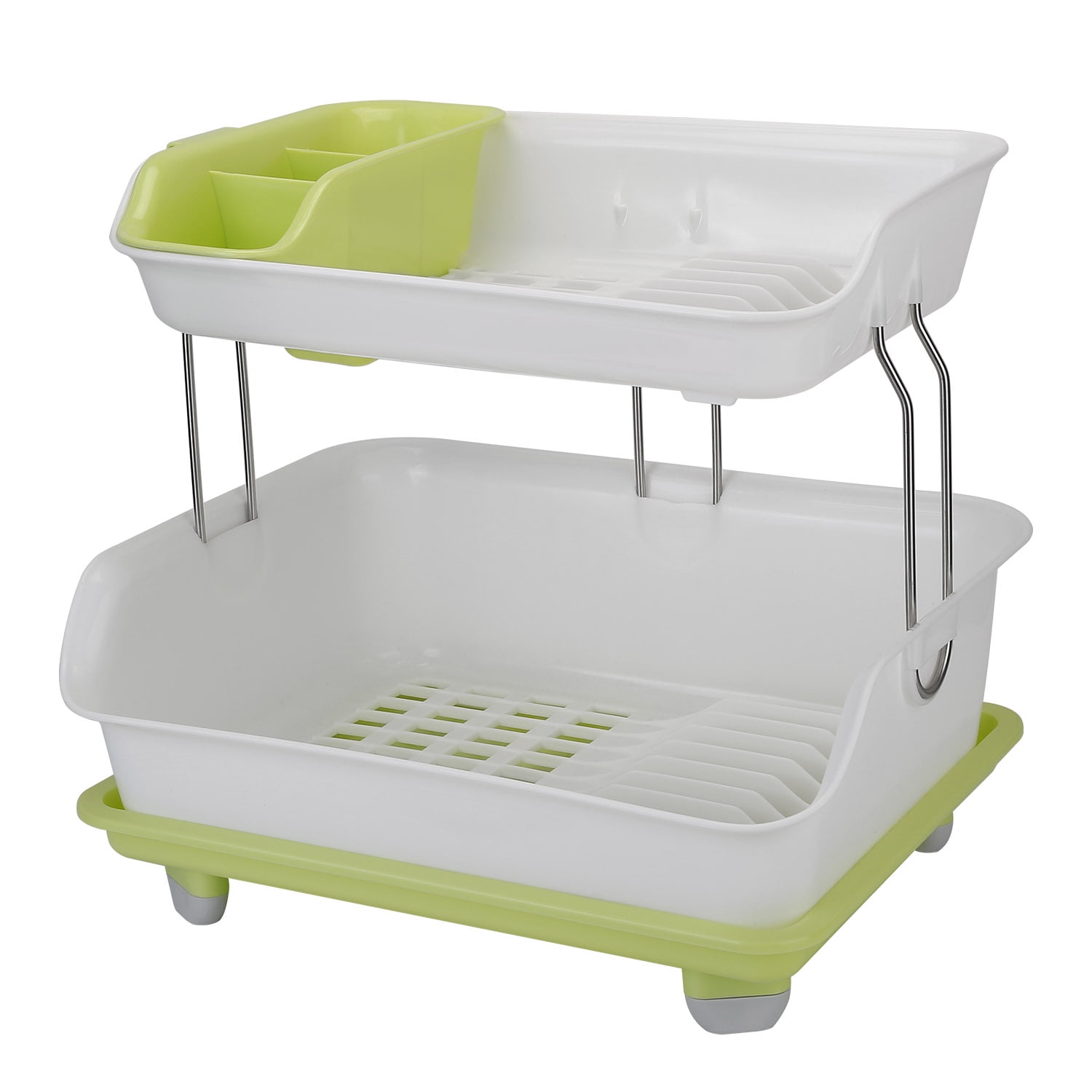 2-Tier Dish Drainer Dish Drying Rack Kitchen Organizer
