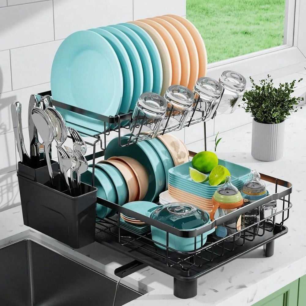 2 Tier Dish Drying Rack Dish Racks For Kitchen Counter Metal Dish ...
