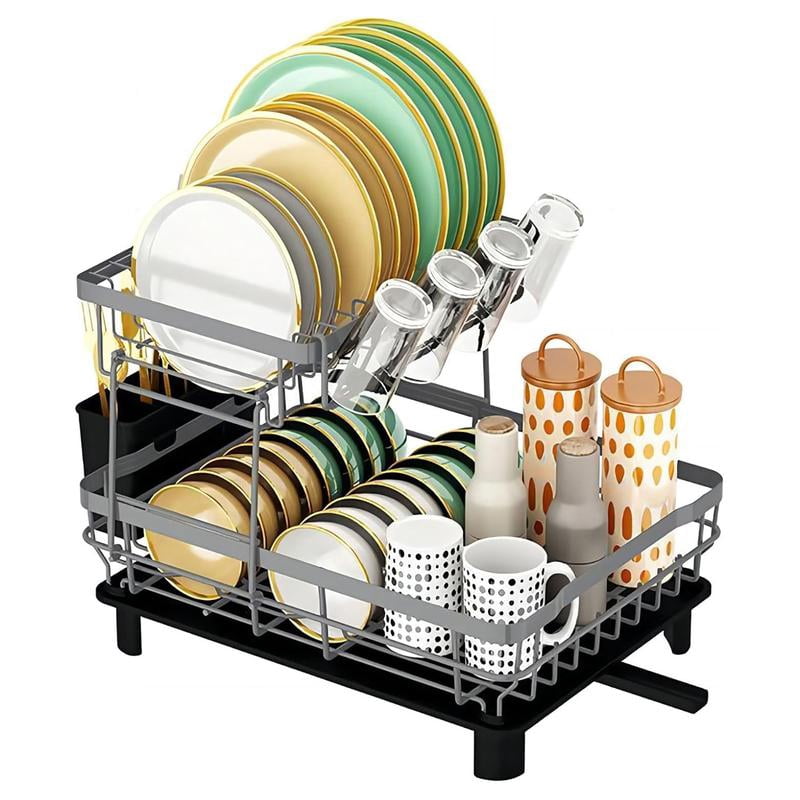 2 Tier Dish Drying Rack Dish Racks for Kitchen Counter Metal Dish ...