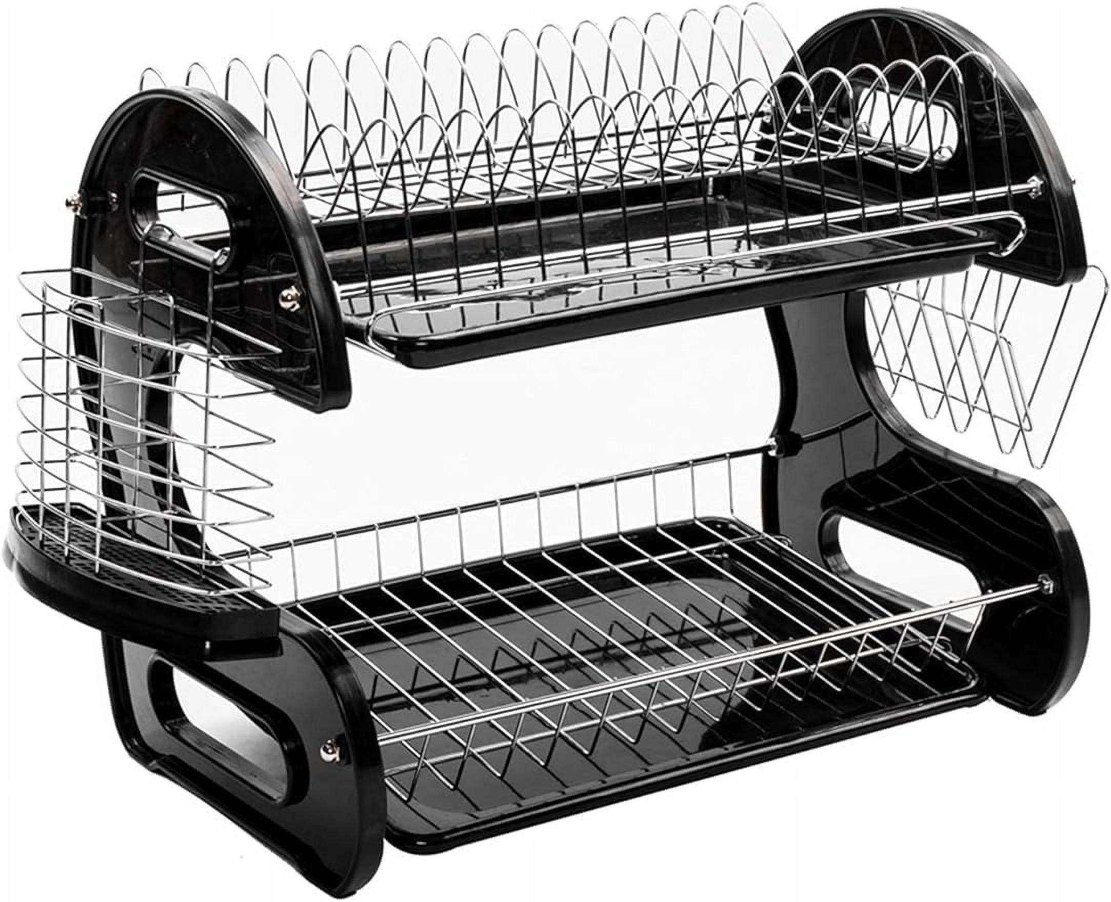 2 Tier Dish Drying Rack and Drainboard Set, Dish Rack with Removable