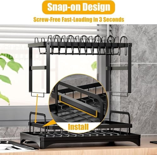 2 Tier Dish Drying Rack for Kitchen Counter, Dish Drying Rack with Dish ...