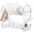 thumbnail image 1 of 2 Tier Dish Rack with Utensil Holder,Dish Drying Rack,Cup Holder and Dish Drainer for Kitchen Counter Top, Plated Chrome Dish Dryer Silver, 1 of 8
