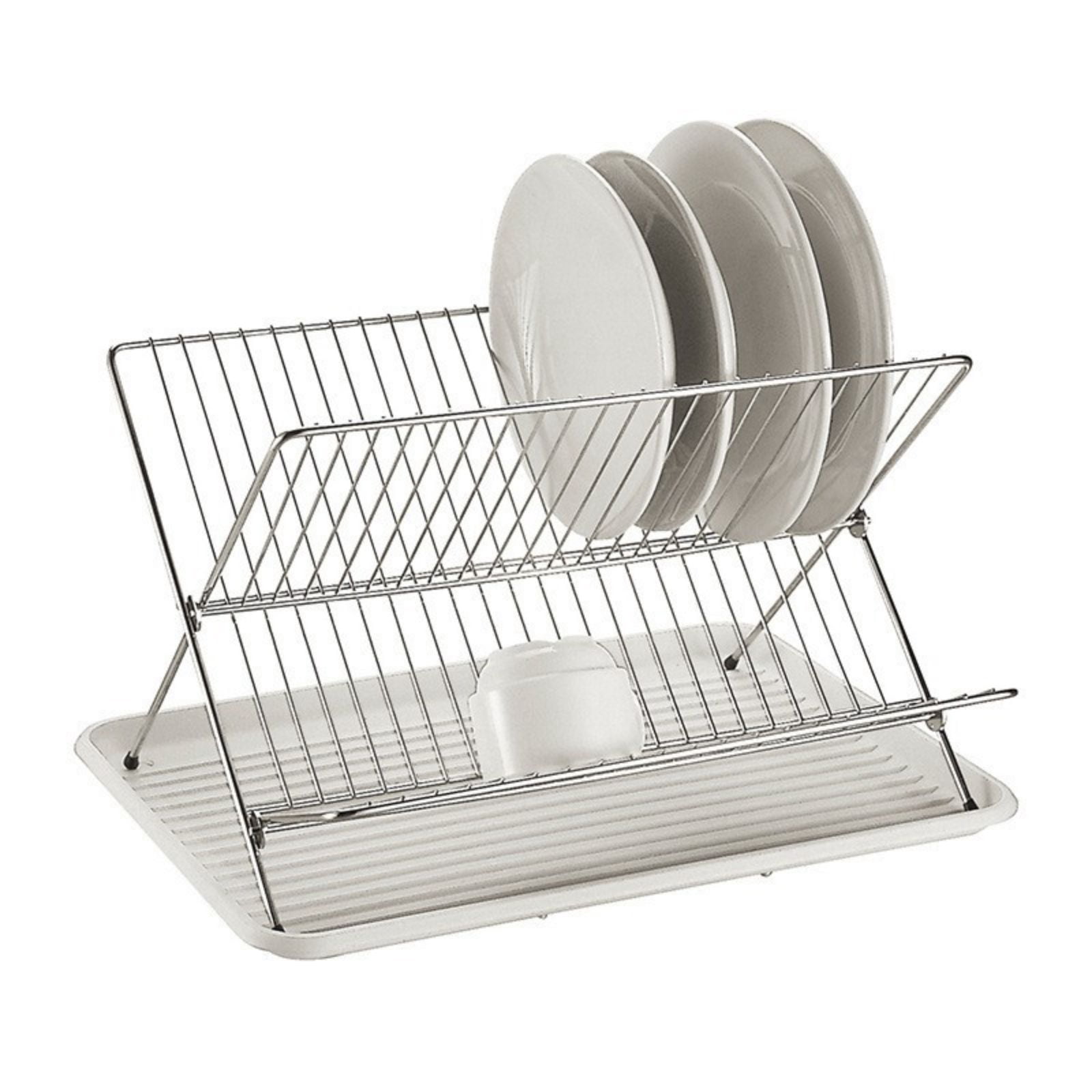 Drip Tray Racking 2 Tier Dish Stainless Steel Drainer Rack With Drip Tray. Foldable Dish ...