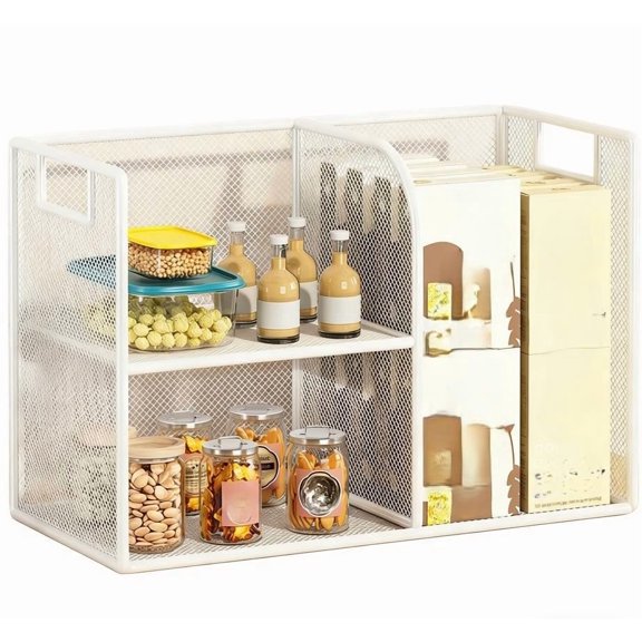2 Tier Drawer Desktop Organizer Kitchen Counter Storage Shelf for Snacks Cups