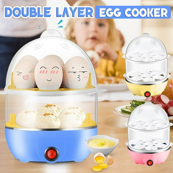 2-Tier Egg Cooker, 14 Eggs Capacity, Electrical Fast Egg Cooker, Auto Off for Hard Boiled Eggs, for Eggs, Steamed Vegetables, Seafood, Dumplings
