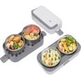 thumbnail image 1 of 2-Tier Electric Lunch Box, 200W Self Heating Rice Bowl 360° Steam Circulation Portable Electric Lunch Box 1.81 Qt Mini Pot Lunch Warmer for Offices, Homes 10.35 x 5.04 x 8.58 Inches, 1 of 7