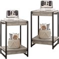 2 Tier End 20'' Large Nightstand Room Rustic Metal Frame Sofa/Bed Room
