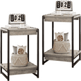 2 Tier End Table 20'' Large Nightstand for Living Room Rustic Metal