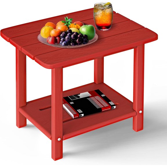 2-Tier End Table, HDPE Whether resisted, Red