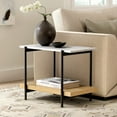 thumbnail image 1 of EYYTHUNG 2 Tier and Wood Open Storage Shelves Metal and Faux Marble End Table, Natural Oak, 1 of 9