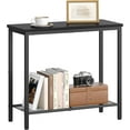 thumbnail image 1 of 2 Tier End Table, Sofa Side Table, Narrow Side Table with Storage, Slim Nightstand for Small Spaces, Metal Frame, for Living Room, Bedroom, Sofa Couch, Hall, Black, 1 of 9