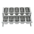 thumbnail image 1 of 2-Tier Expandable Spice Rack 10x Spice Box W/ Handle Table Standing Organizer Shelf,201 Stainless Steel Seasoning Rack Silver, 1 of 14