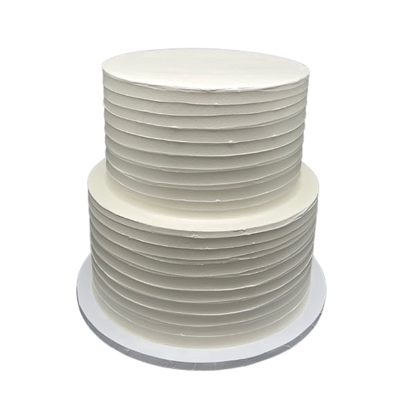 Made-to-Order 2 Tier Faux Display Cake, 12 Tall Ivory Textured Wedding Cake Dummy, 10 & 12 Tiers with Horizontal Line Design for Event Decor, Photography & Cake Decorating