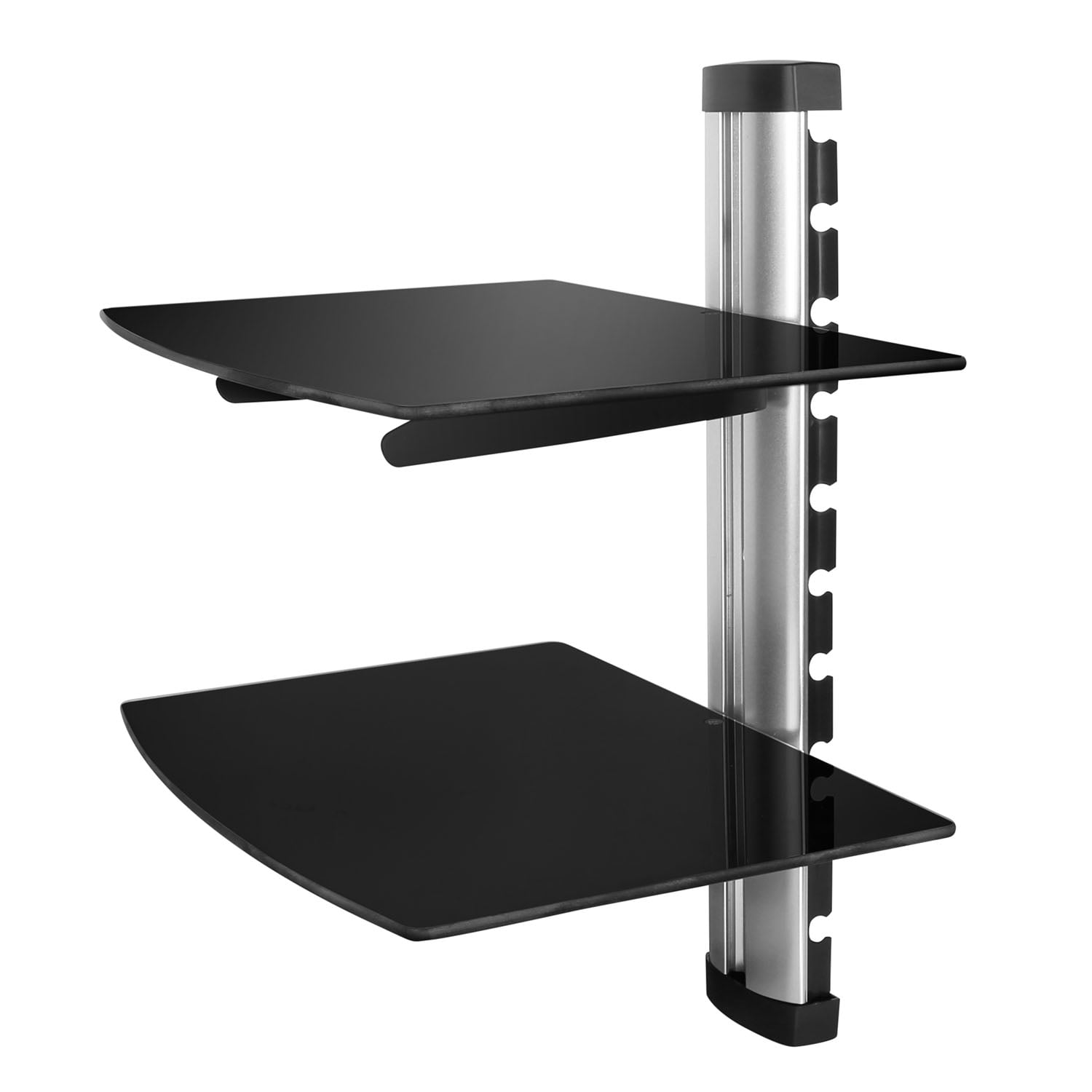 2 Tier Floating Dual Glass Shelf Wall Mounted Shelf for Cable Box Component DVR DVD Game Systems Under Tv Bracket