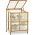2 Tier Foldable Cold Frame Greenhouse, Portable Wooden Greenhouse