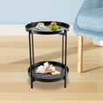 thumbnail image 1 of 2-Tier Folding End Table Metal Round Side Table with Removable Tray for Living Room(15.2”Dx20”H),Small Folding Accent Table, 1 of 7
