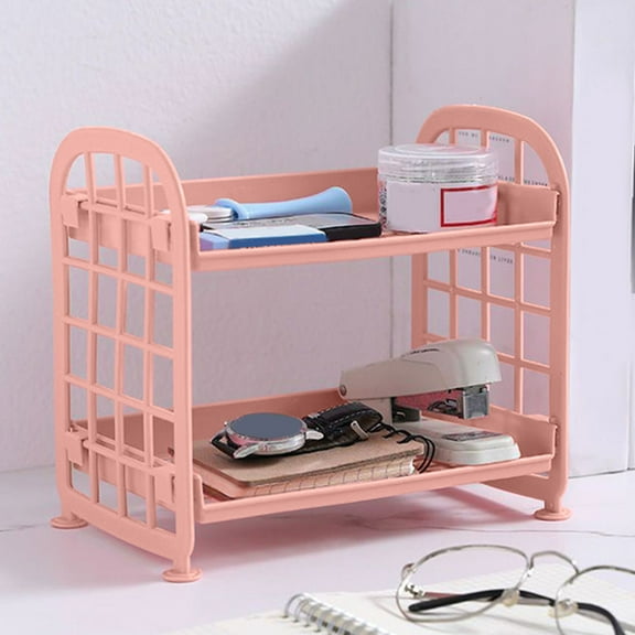 Taicans 2-Tier Folding Storage Organizer 8.5x7.9x5.5in,Desktop Bathroom Counter Shelf for Cosmetics Jewelry Makeup Organizer,Space Saving Foldable Storage Rack for Small Spaces