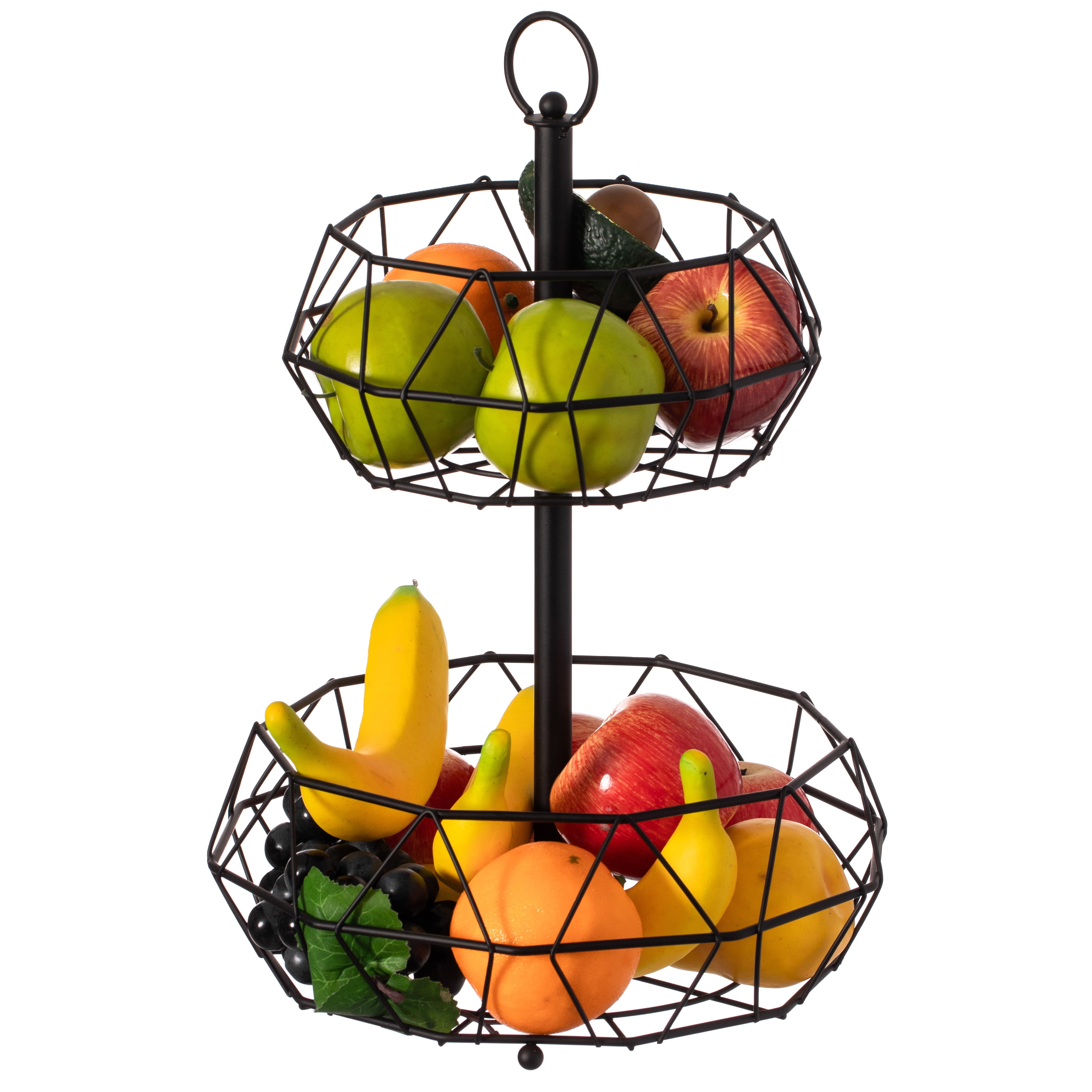 2 Tier Free Standing Countertop Fruit Basket for Kitchen Detachable