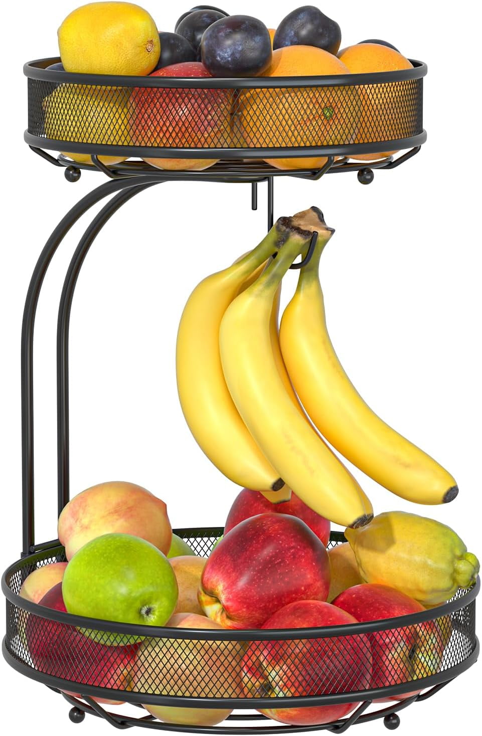 2Tier Fruit Basket with Banana Hanger Convenient Kitchen Counter