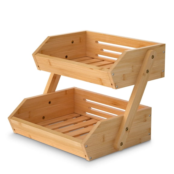 2 Tier Fruit Basket For Kitchen- And Vegetable Storage Bowl Stand Kitchen Countertop Produce Holder Potato Onion Bread Snack