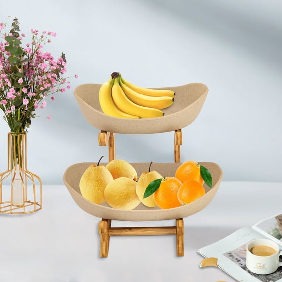 2 Tier Fruit Basket Fruit Bowl for Kitchen Counter, Fruit Basket for Kitchen, Two Tier Fruit Bowl for Kitchen Counter Two Tier Serving Stand Decorative 2 Tier Fruit Stand