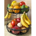 thumbnail image 1 of 2 Tier Fruit Basket for Kitchen Counter with 2 Banana Hangers, Metal Stackable Fruit Bowl for Kitchen Counter for Bread Vegetable Fruits, Black, 1 of 7