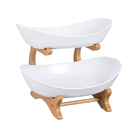 2 Tier Fruit Bowl Stand, Large Capacity Plastic Fruit Basket for Kitchen Counter, 3-Tier Detachable Fruit & Vegetable Storage Organizer for Snacks, Desserts, Parties & Home Decor
