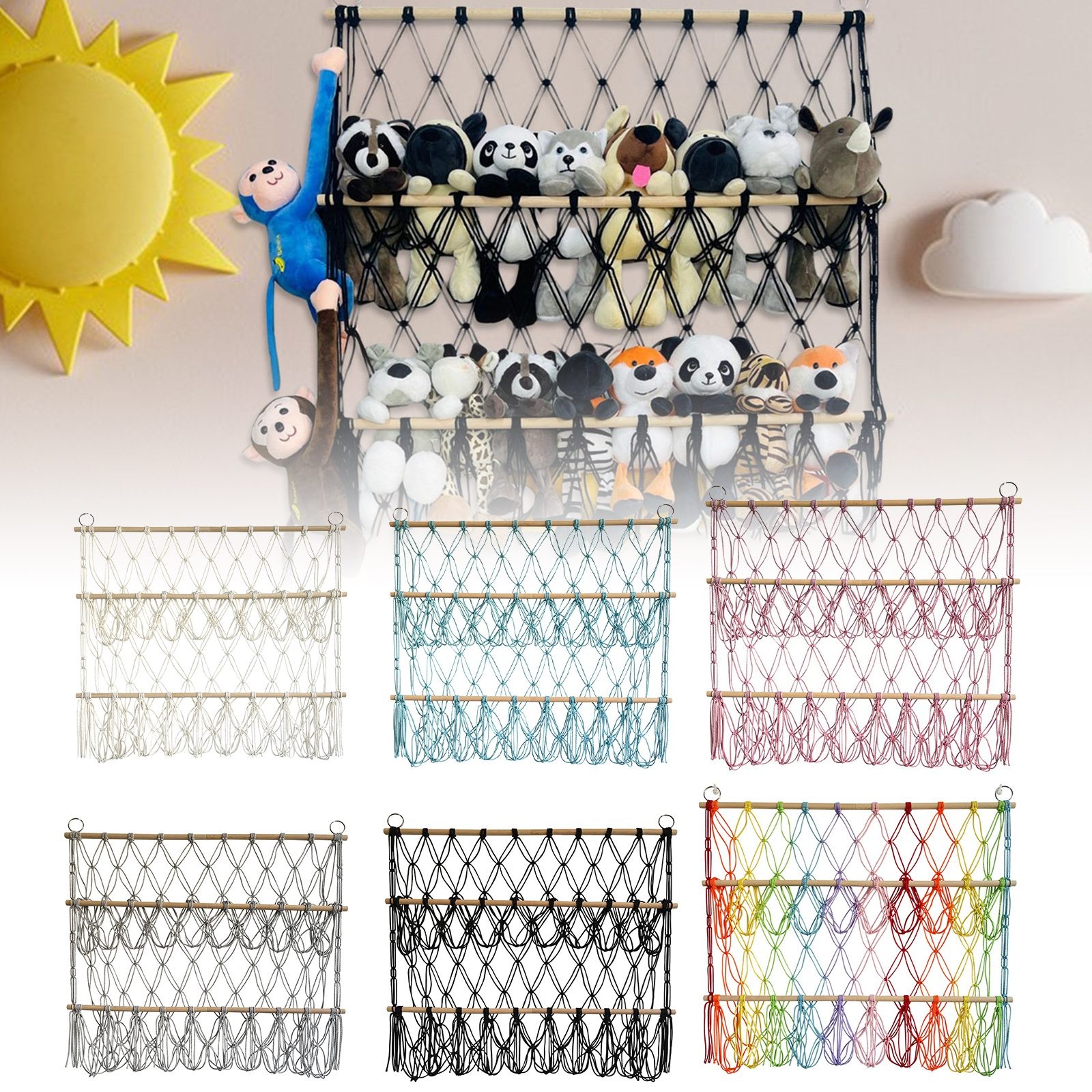 2 Tier Functional Storage Rack Large Capacity Organizer for Stuffed Animals and Cute Toys Nursery Kids Bedroom