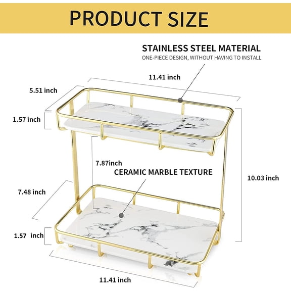 2-Tier Gold Bathroom Tray